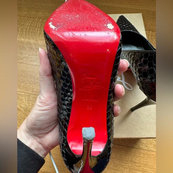 Christian Louboutin Kate 100 Pumps Scale-Embossed Black LV size 38 - Picture 6 of 13